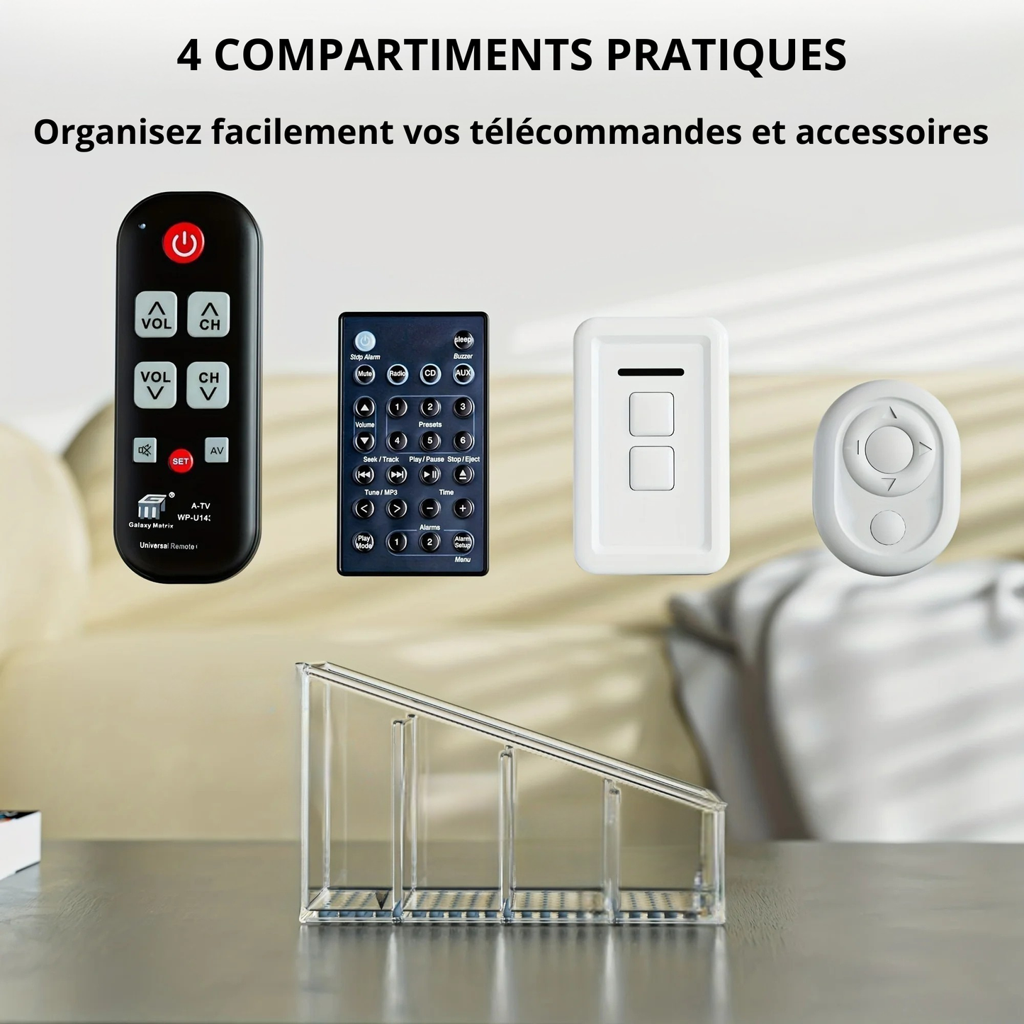 Organisateur Transparent pour Télécommandes