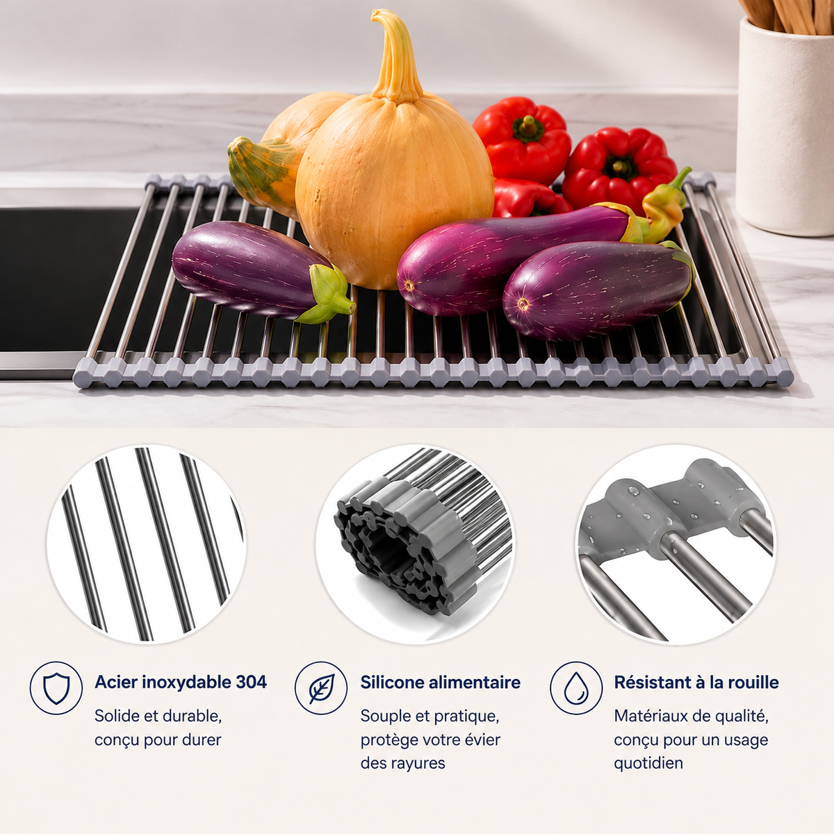 Égouttoir Pliable pour Évier