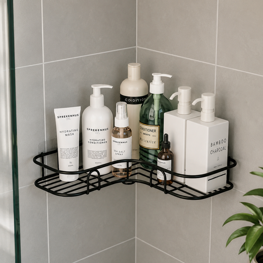 Étagère d'angle murale en métal – Sans perçage