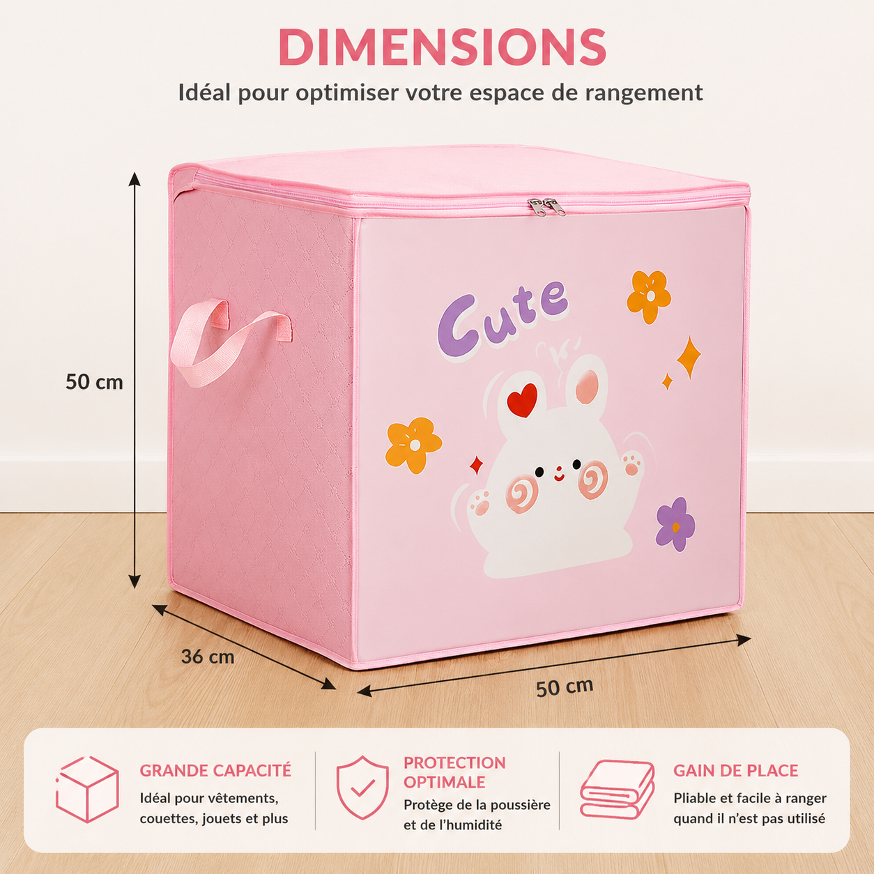 Sac de rangement pliable pour vêtements, couettes et jouets