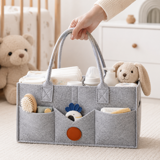 Organisateur de bébé en feutre – Panier de rangement portable à compartiments