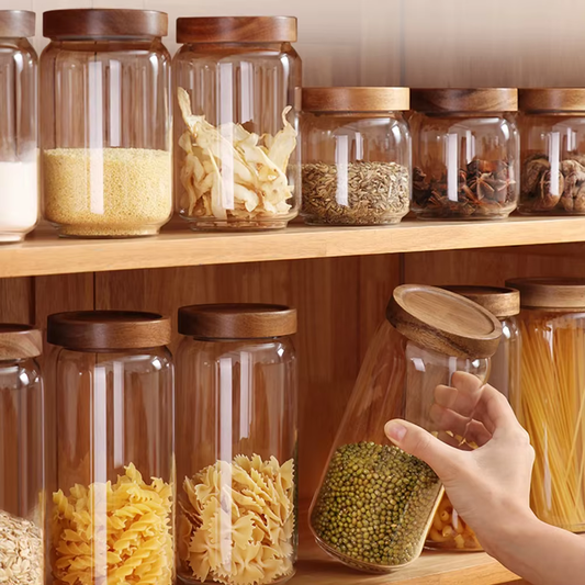Bocaux Hermétiques Verre & Bois – Rangement Cuisine Élégant