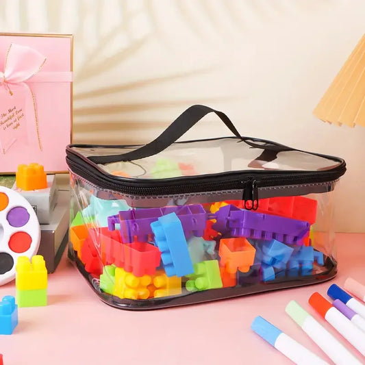 Sac de rangement transparent pour jouets avec fermeture zippée