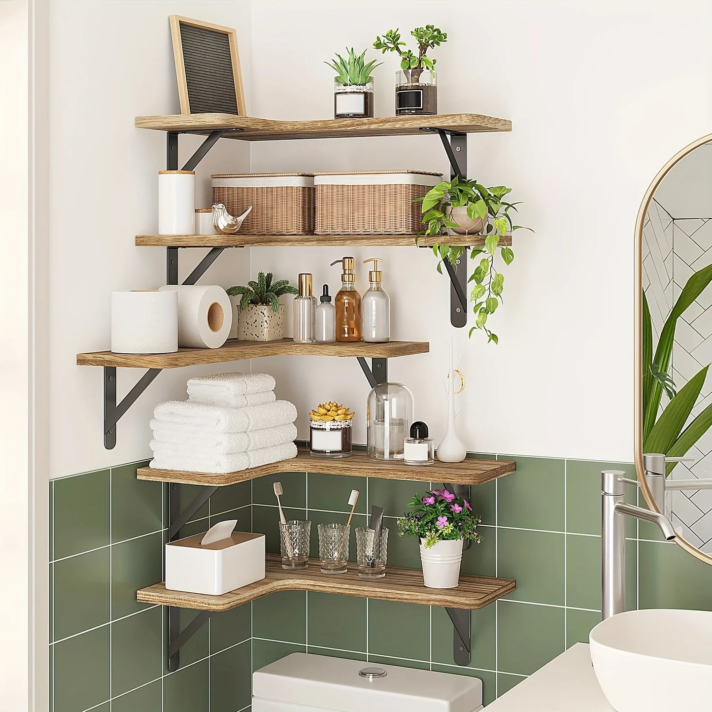 Étagère murale d'angle en bois