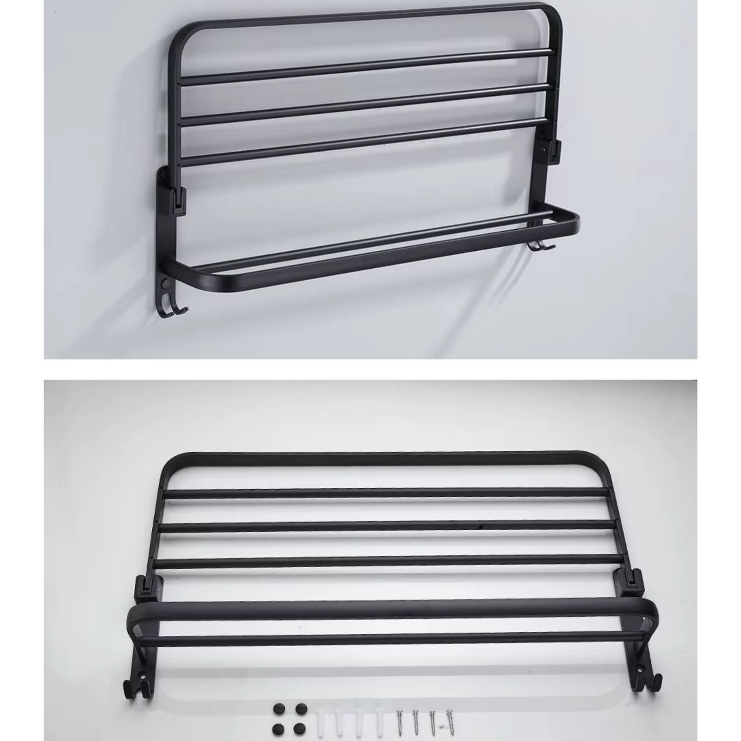 Porte-serviettes mural pliable avec étagère