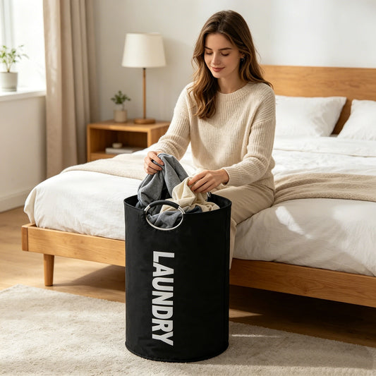 Panier à Linge 90L avec Poignées Confort