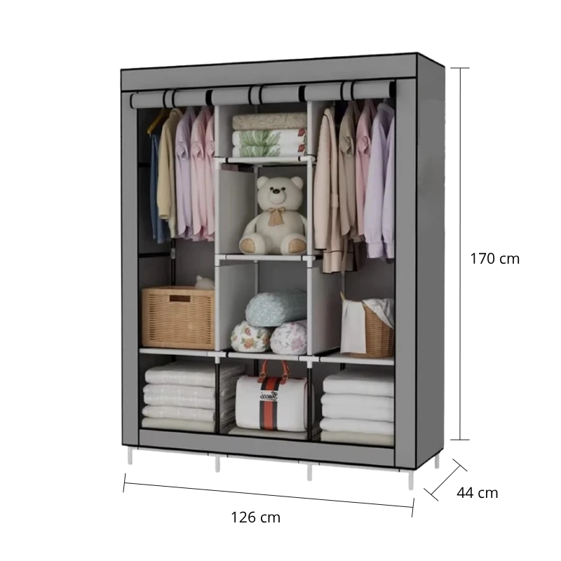 Armoire de rangement en tissu avec double penderie