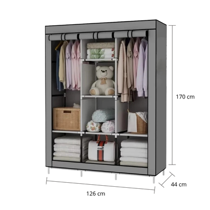 Armoire de rangement en tissu avec double penderie