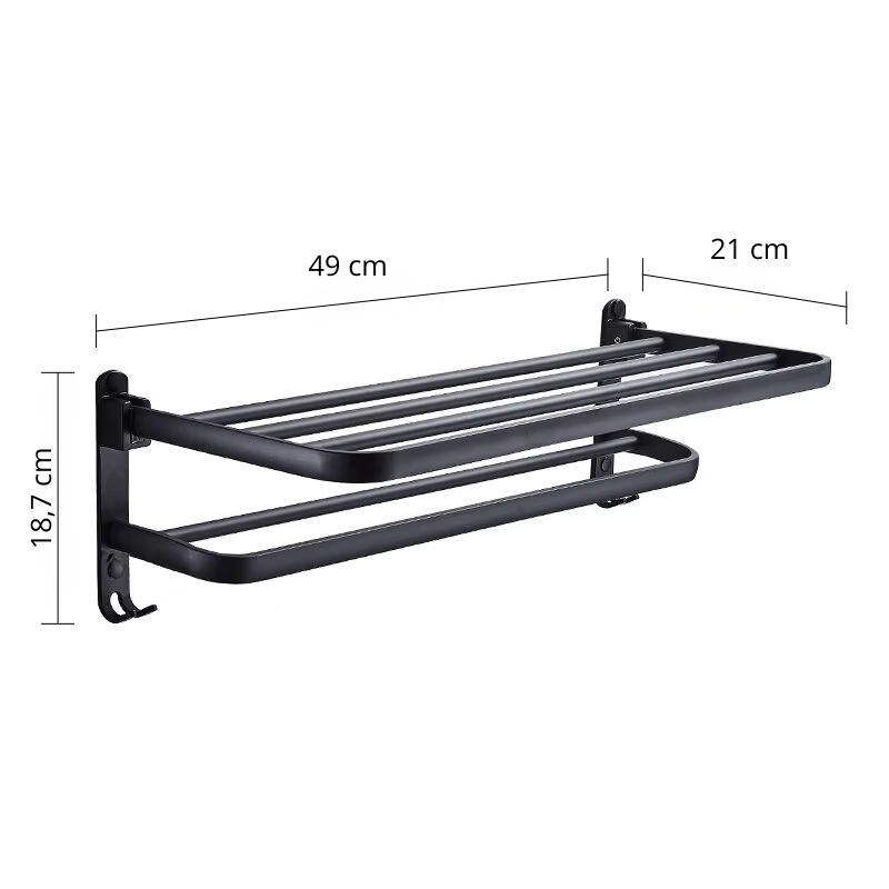 Porte-serviettes mural pliable avec étagère