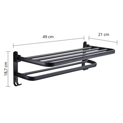 Porte-serviettes mural pliable avec étagère