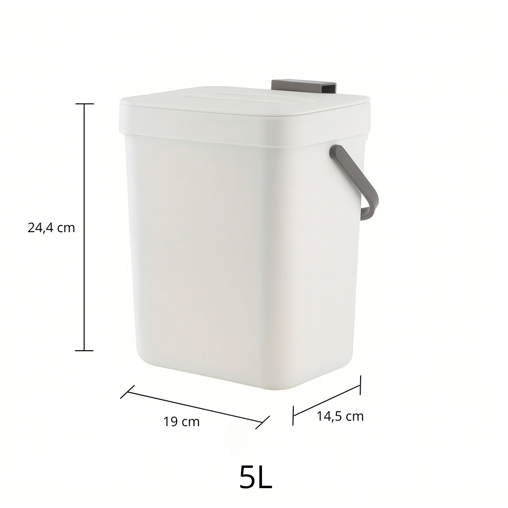 Poubelle Murale de Cuisine Gain de Place – 5L – Sans Perçage