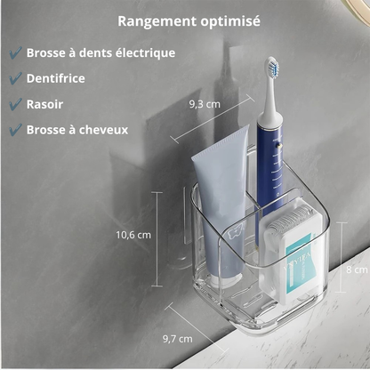 Organisateur Mural Transparent pour Brosse à Dents et Dentifrice