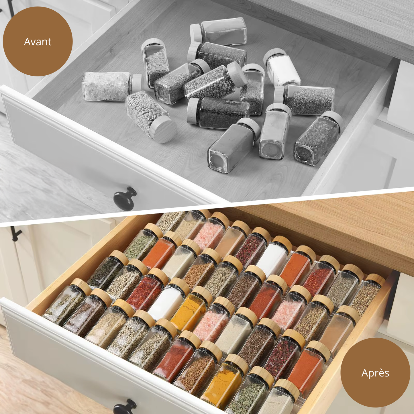 Pots à Épices en Verre & Bambou – Lot de 12