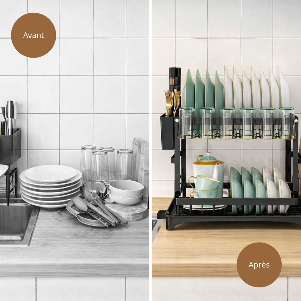 Égouttoir à Vaisselle Compact – Séchage Rapide & Rangement Optimal