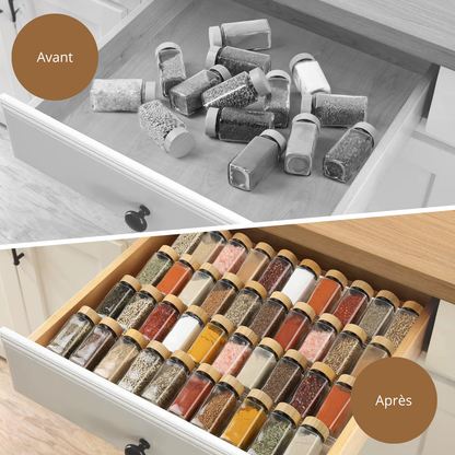 Organisateur à Épices de Tiroir Modulable – Gain de Place pour Cuisine