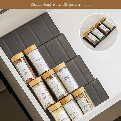 Organisateur à Épices de Tiroir – Rangement Réglable & Élégant – Gain de Place