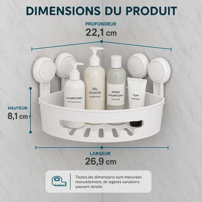 Étagère d’Angle de Douche Sans Perçage – Fixation Ventouse