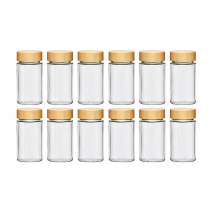Pots à Épices en Verre & Bambou – Lot de 12