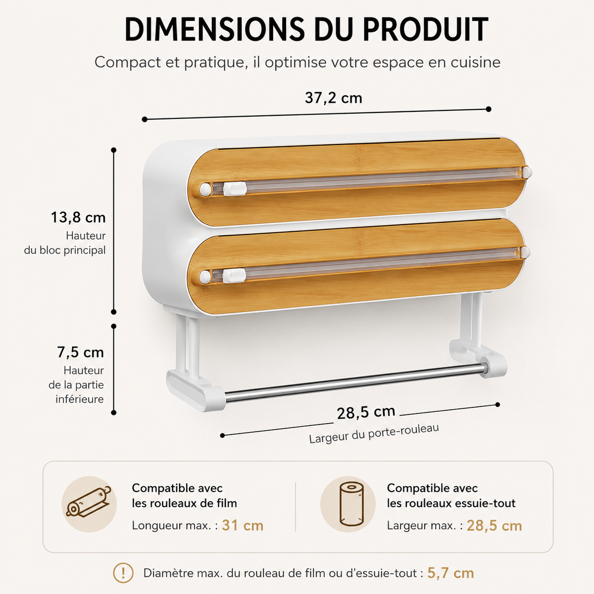 Distributeur mural 2 en 1 ou 3 en 1 avec découpe intégrée