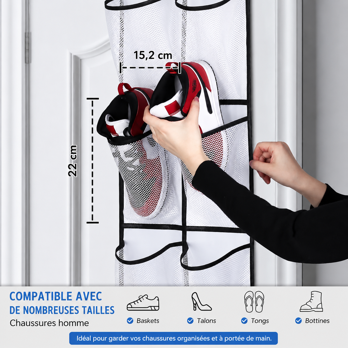 Organisateur de Chaussures Suspendu – 12 Poches Gain de Place