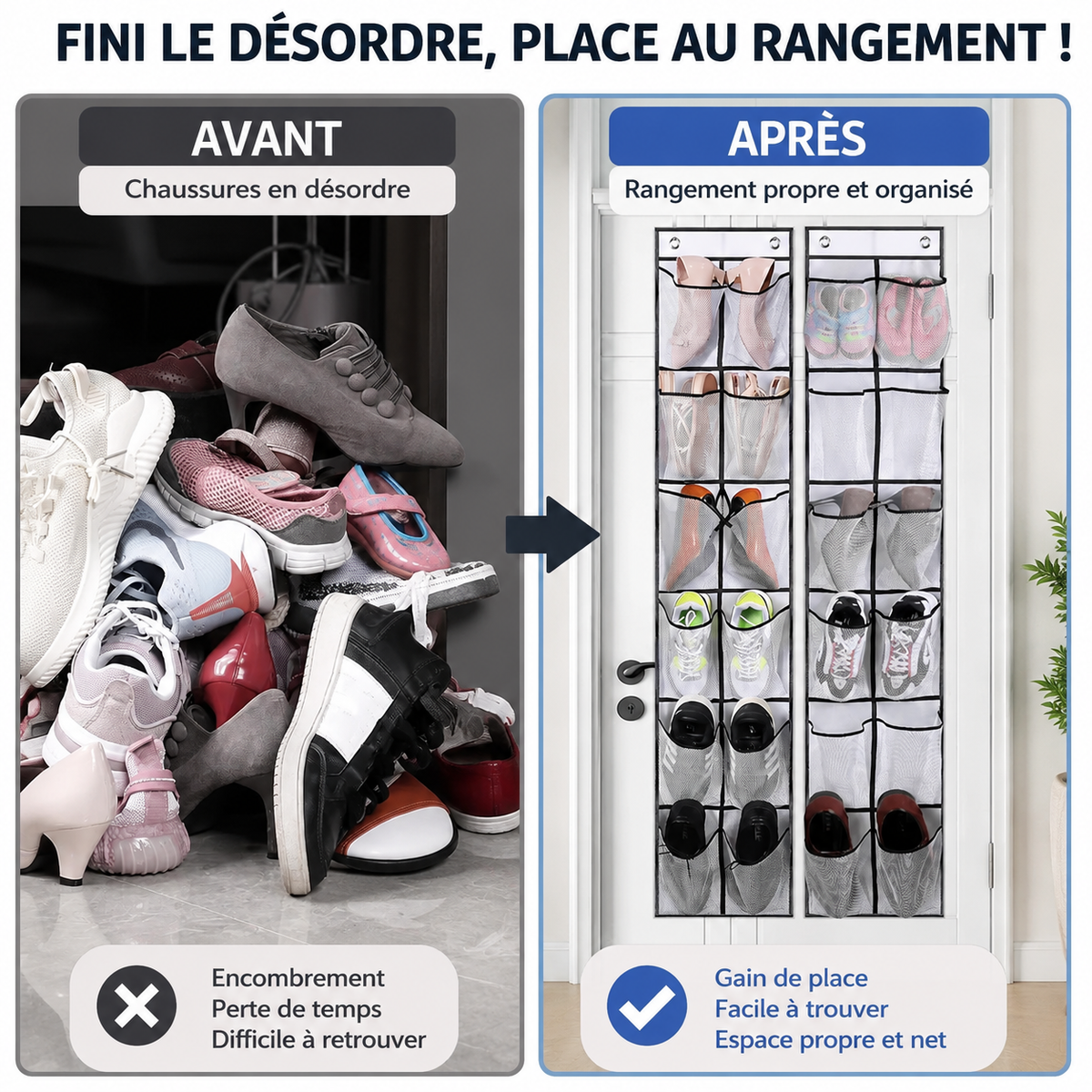Organisateur de Chaussures Suspendu – 12 Poches Gain de Place