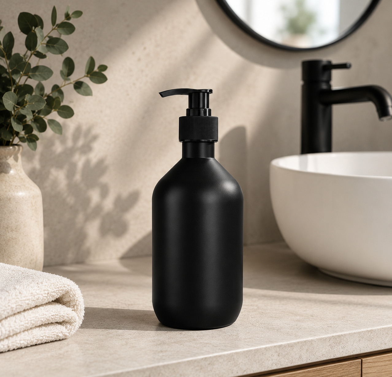 Distributeur de savon rechargeable 500 ml noir mat