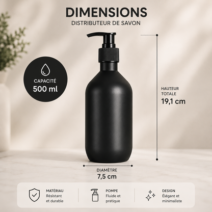 Distributeur de savon rechargeable 500 ml noir mat