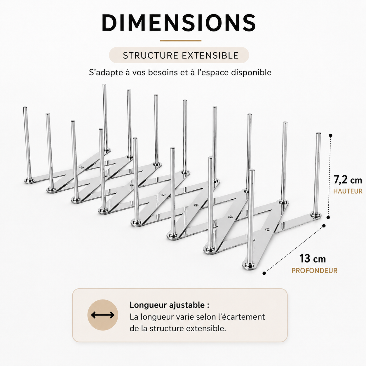 Lot de 2 range-couvercles et vaisselle extensibles en acier inoxydable