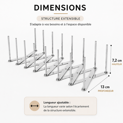 Lot de 2 range-couvercles et vaisselle extensibles en acier inoxydable