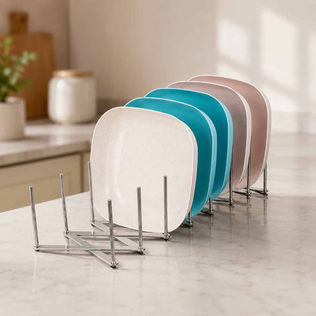 Lot de 2 range-couvercles et vaisselle extensibles en acier inoxydable