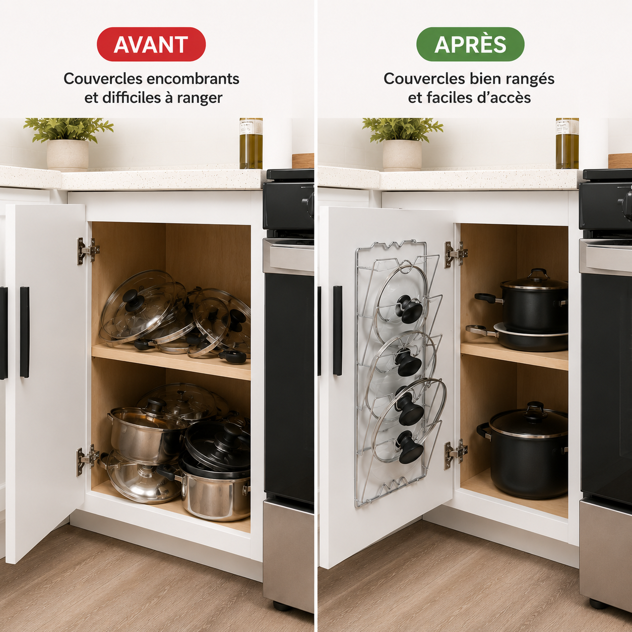 Range-couvercles de casserole à suspendre