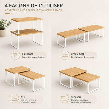 Étagères de rangement modulables en bois | Ensemble de 2 ou 4