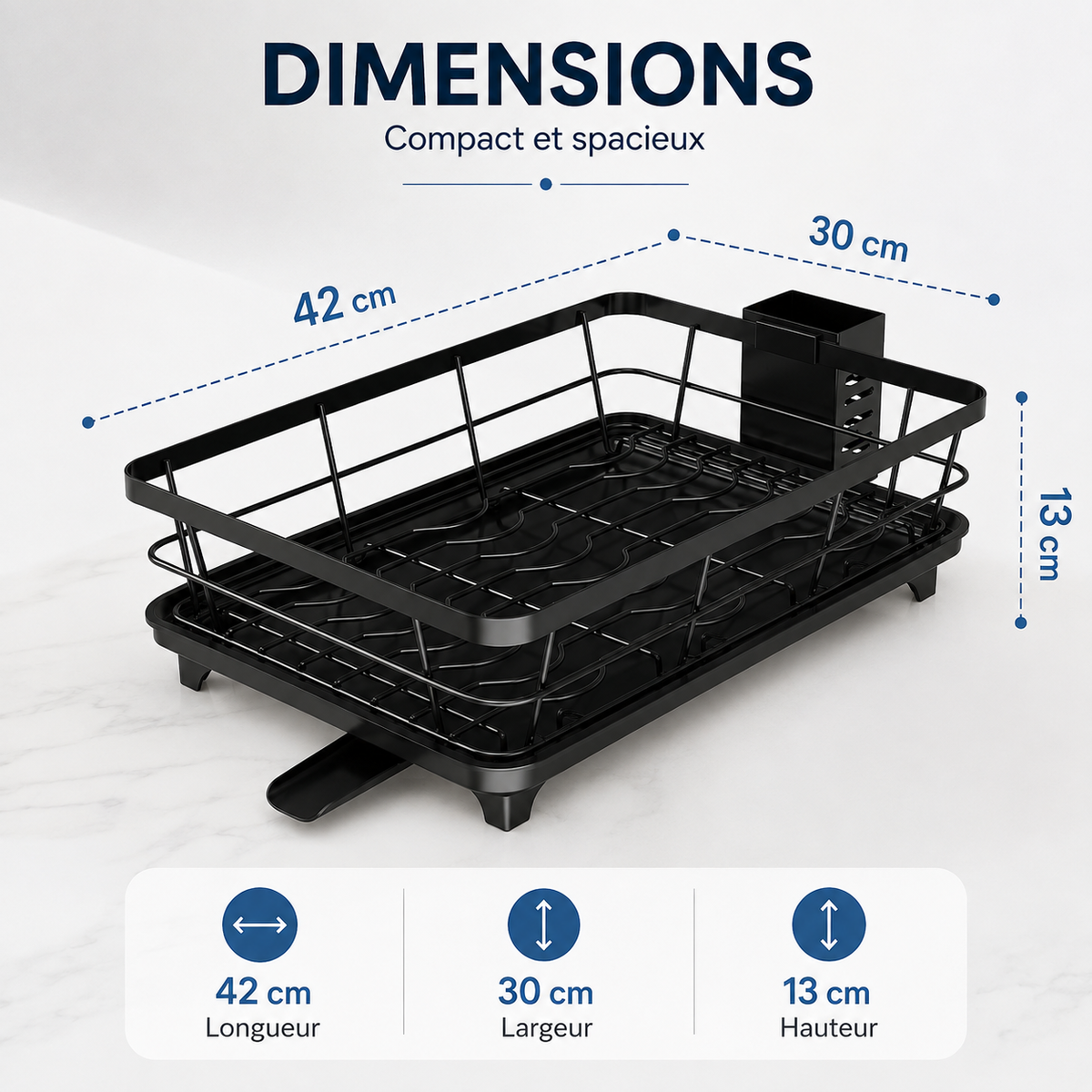 Égouttoir à Vaisselle Gain de Place avec Évacuation Automatique