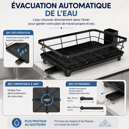 Égouttoir à Vaisselle Gain de Place avec Évacuation Automatique
