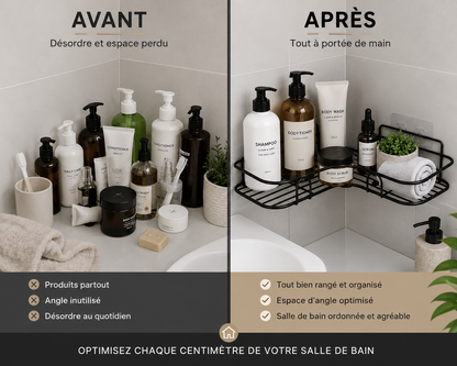 Étagère d'angle murale en métal – Sans perçage