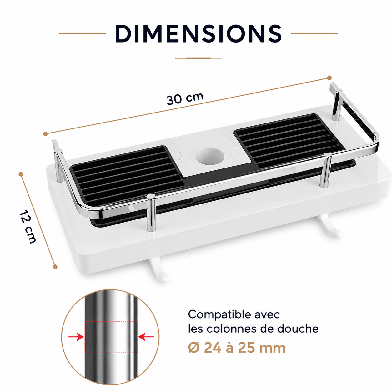 Étagère de douche universelle à clipser