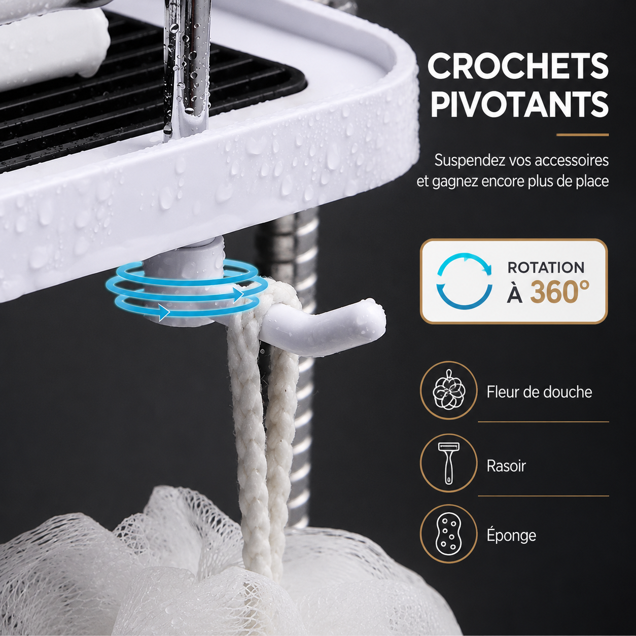 Étagère de douche universelle à clipser