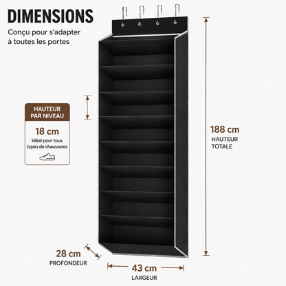 Organisateur de chaussures suspendu 10 niveaux