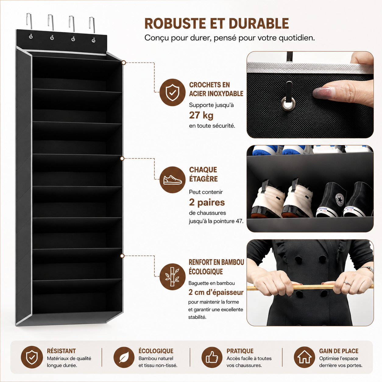 Organisateur de chaussures suspendu 10 niveaux