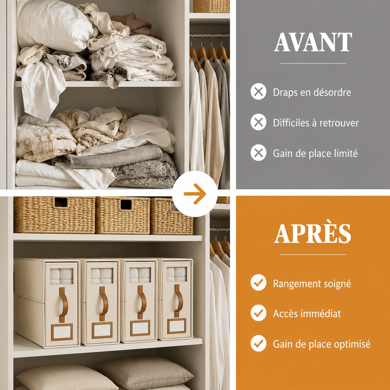Boîte de rangement pour linge de lit avec fenêtre de visualisation