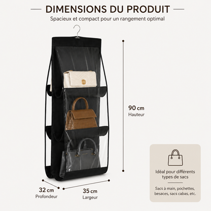 Rangement suspendu pour sacs à main – Organisateur 6 poches