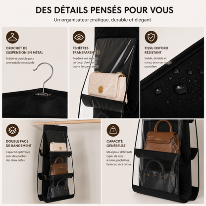 Rangement suspendu pour sacs à main – Organisateur 6 poches