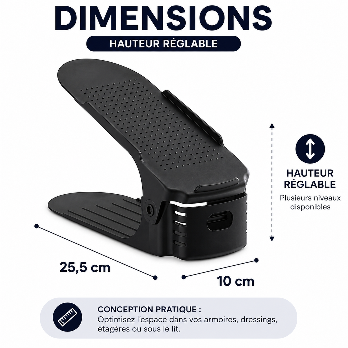 Organisateur de chaussures réglable – Gain de place
