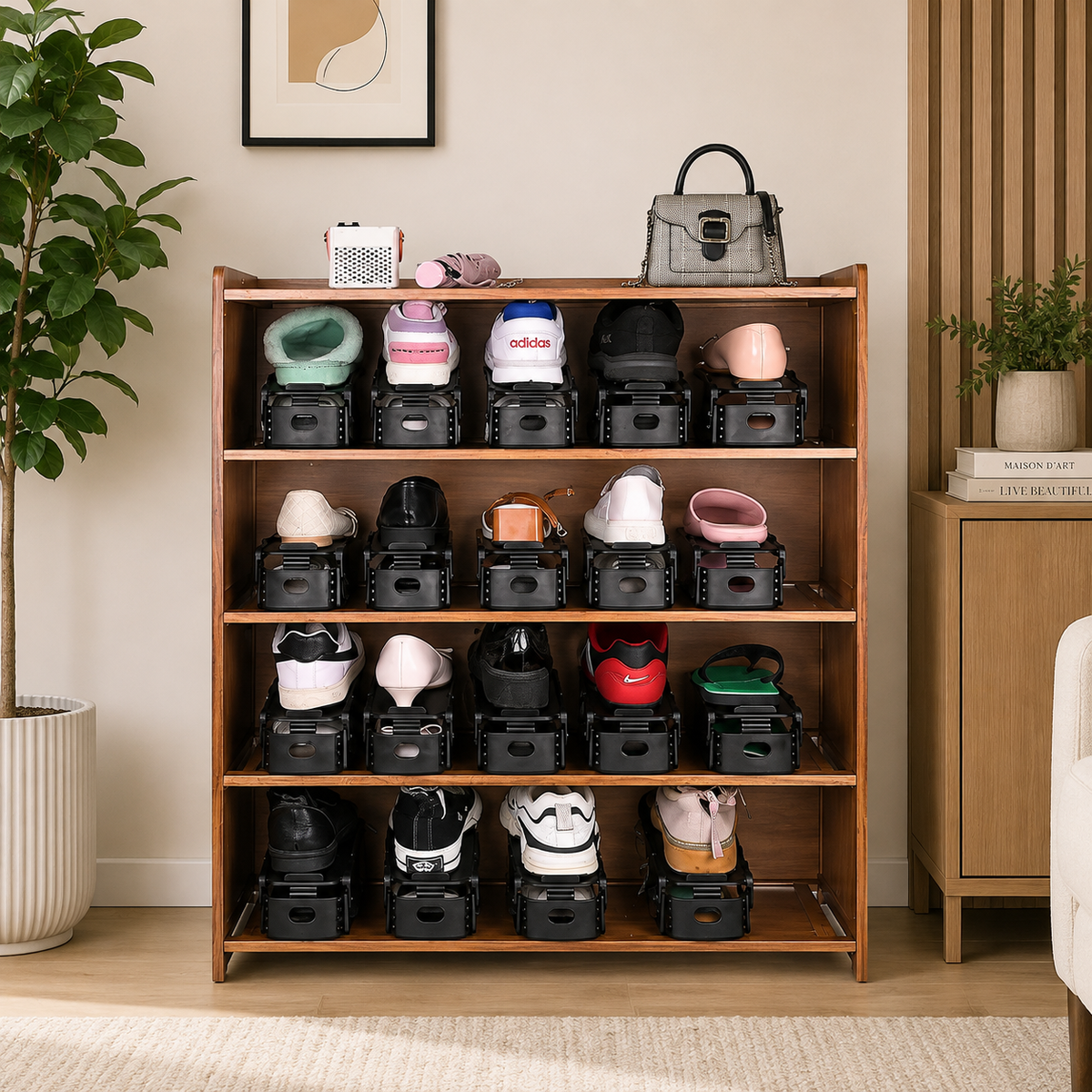Organisateur de chaussures réglable – Gain de place