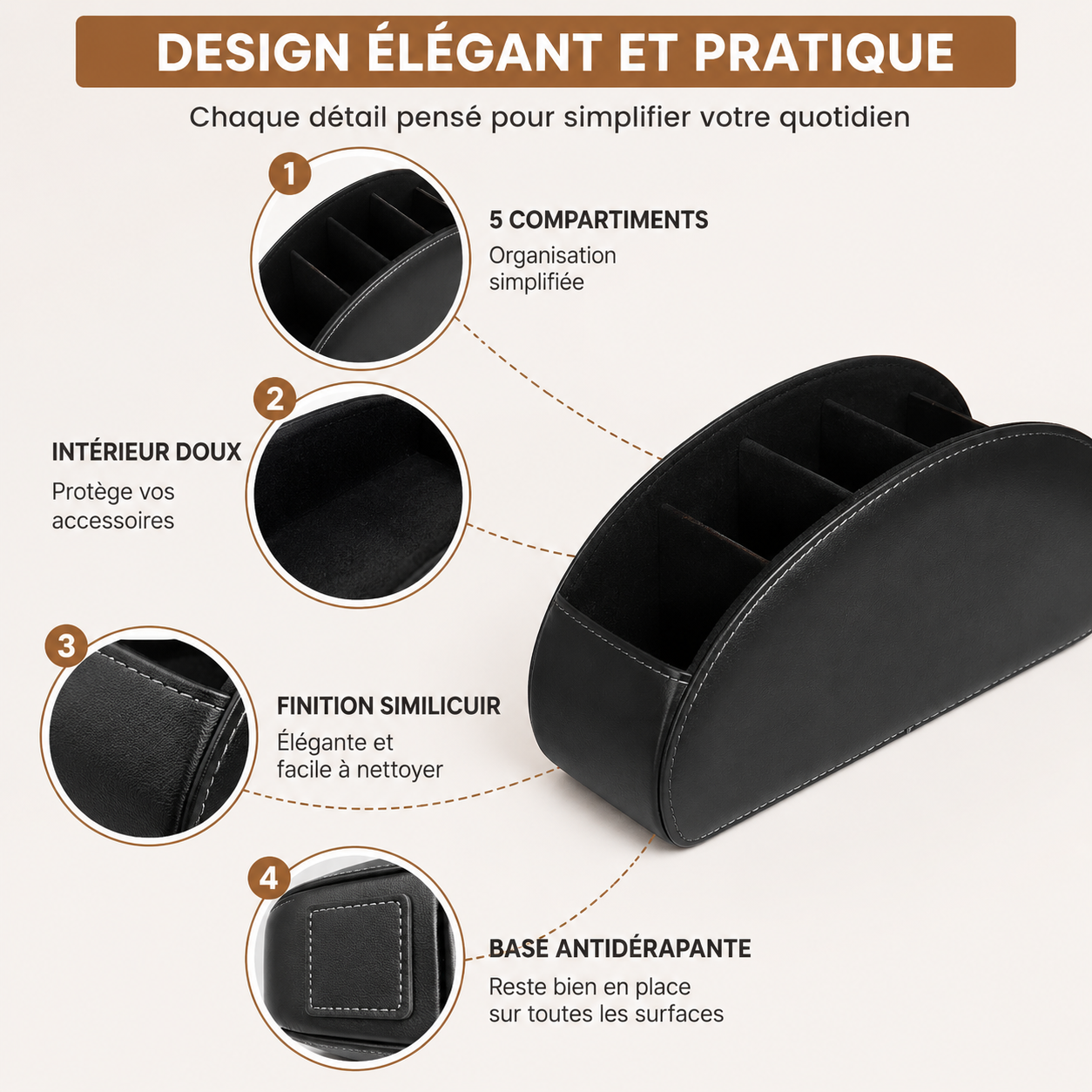 Organisateur de Télécommandes à 5 Compartiments