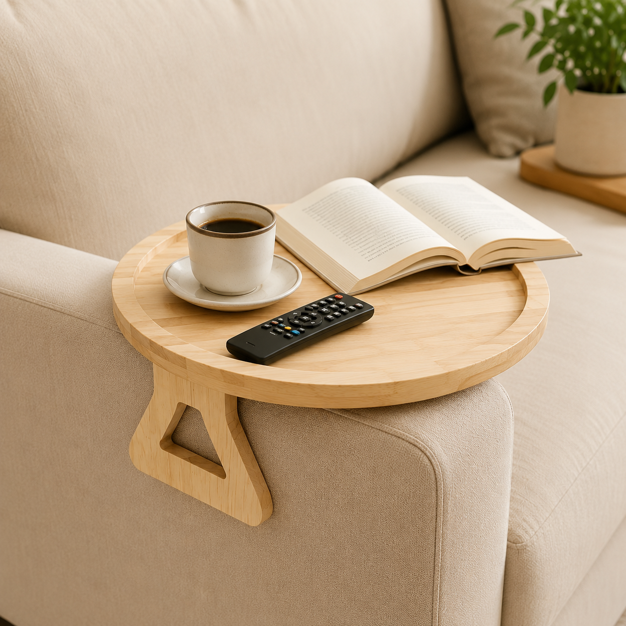Plateau de Canapé en Bois – Table d'Appoint pour Accoudoir