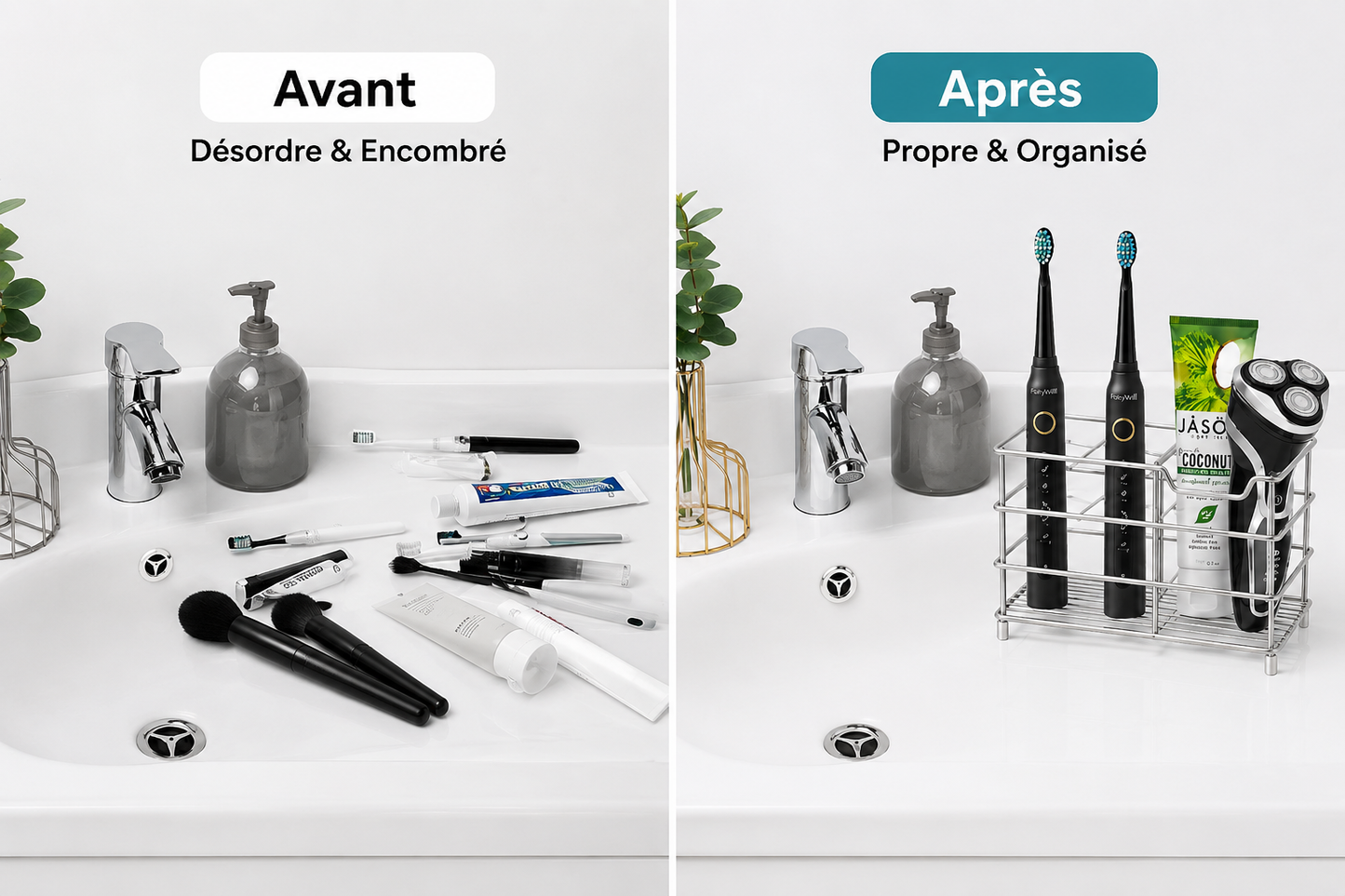 Porte-Brosses à Dents en Acier Inoxydable
