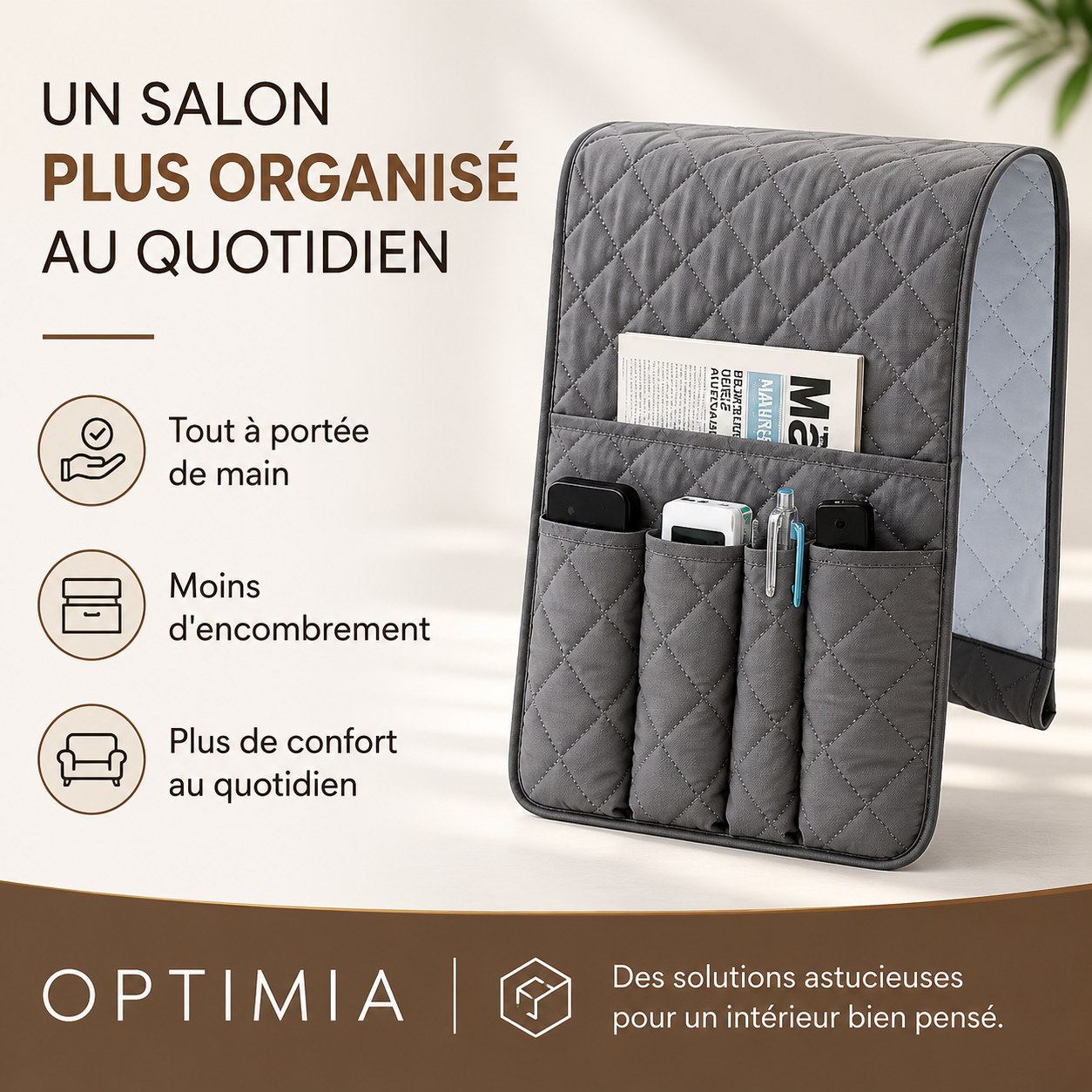 Organisateur d'Accoudoir de Canapé 5 Poches
