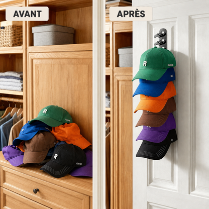 Support mural gain de place pour casquettes