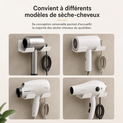 Support Mural pour Sèche-Cheveux Sans Perçage